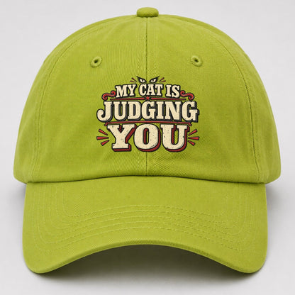 My Cat Is Judging You American Wit Baseball Cap – Fluorescent Green