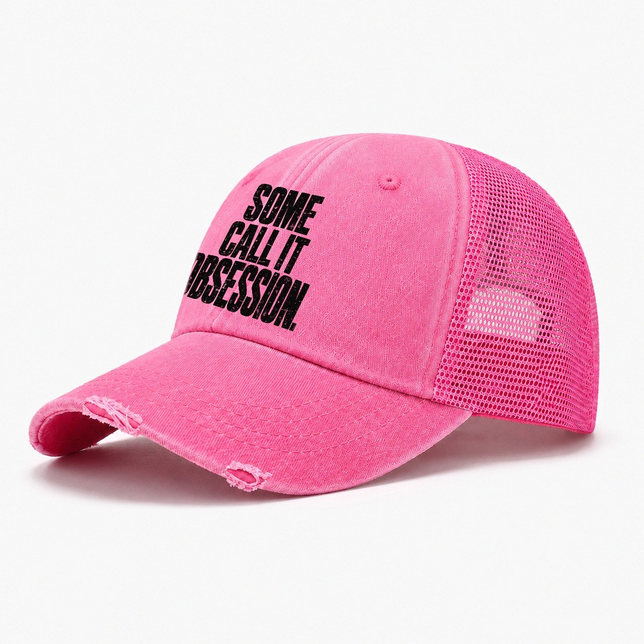 Some Call It Obsession Fishing Club Washed Trucker Hat – Rose