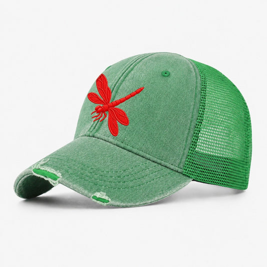 Dragonfly Banking Turn Micro Motion Mark Washed Trucker Hat – Ink Green