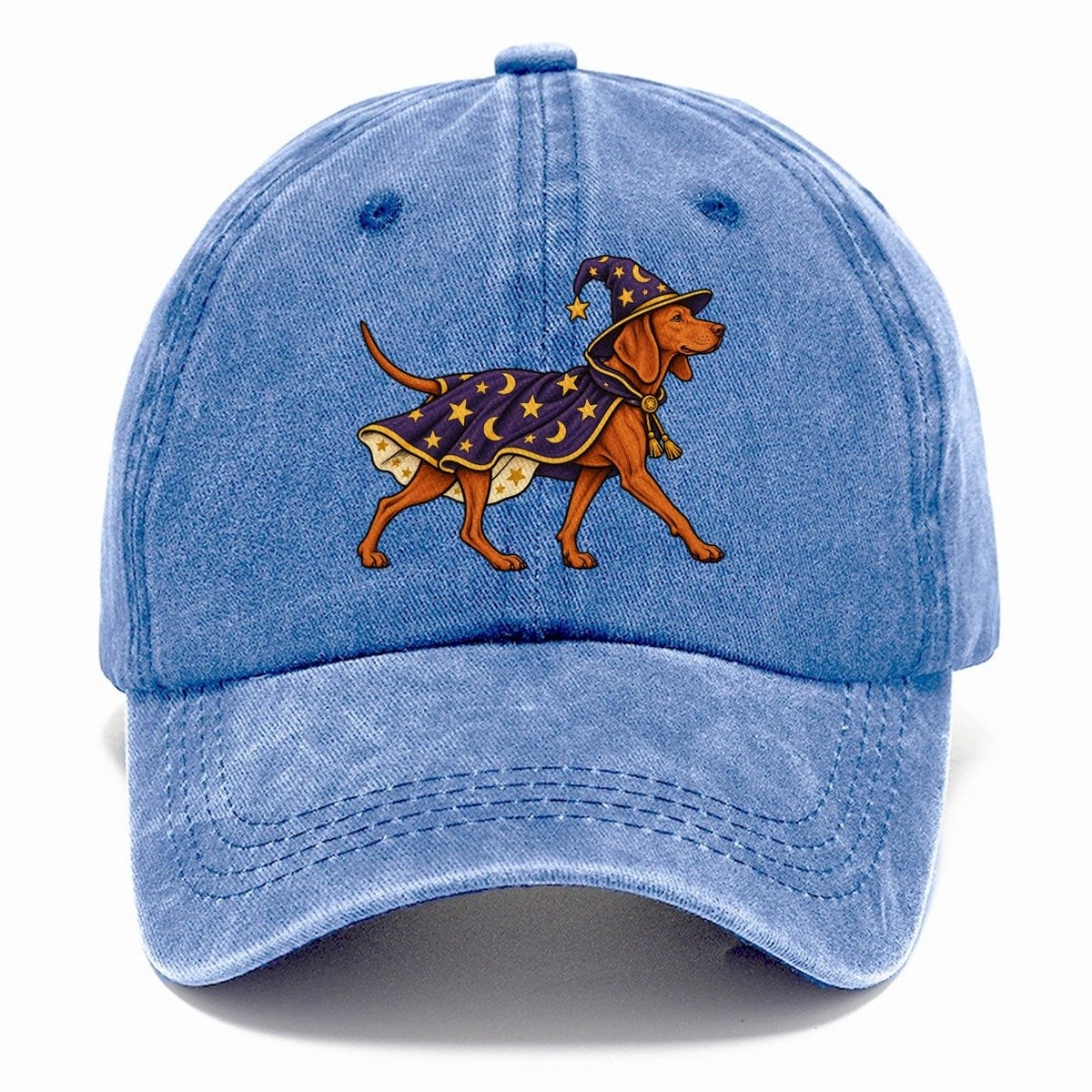 One Vizsla In Halloween Costume Wizard Costume With A Starry Robe And Pointed Hat Halloween Dog Parade Classic Cap – Summer Sky