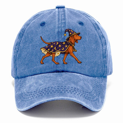 One Vizsla In Halloween Costume Wizard Costume With A Starry Robe And Pointed Hat Halloween Dog Parade Classic Cap – Summer Sky