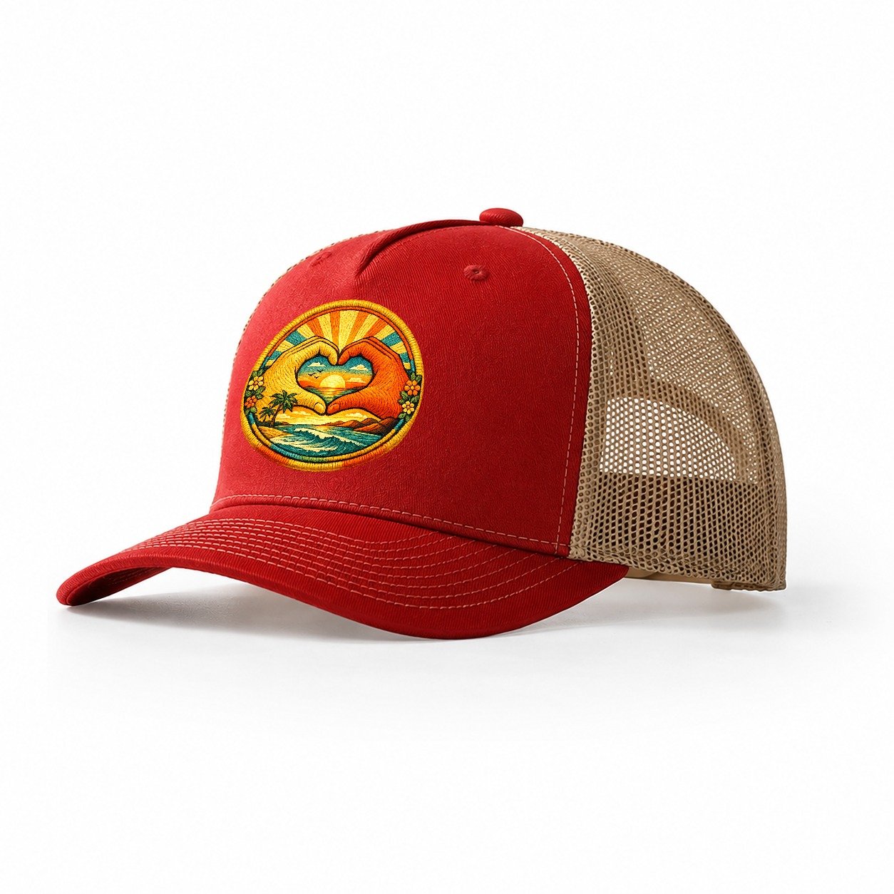 Golden Peace Trucker Hat – Red Khaki