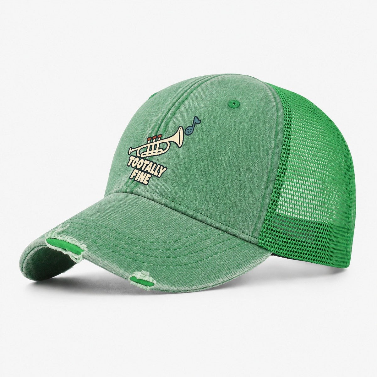 Tootally Fine Familiar Punchlines Washed Trucker Hat – Ink Green