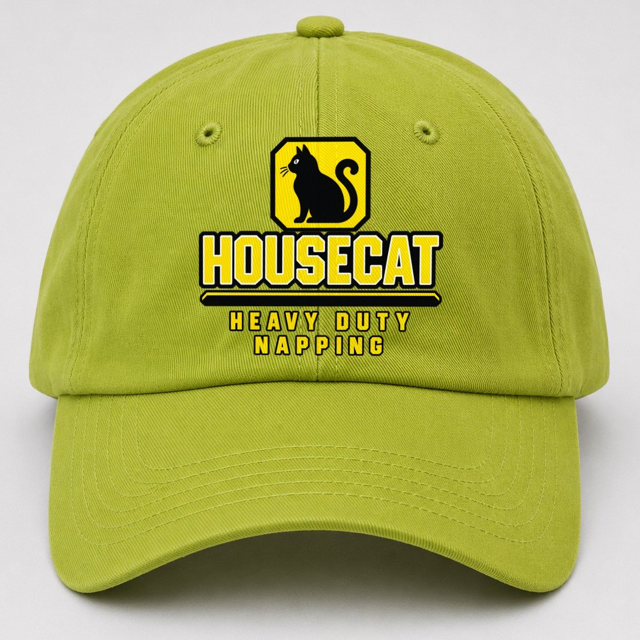 Housecat Heavy Duty Napping Heavy Duty Baseball Cap – Fluorescent Green