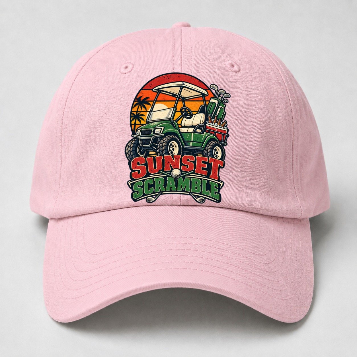 Sunset Scramble Golf Life Baseball Cap – Pink