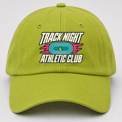 Track Night Athletic Club 90S Running Clubs Baseball Cap – Fluorescent Green