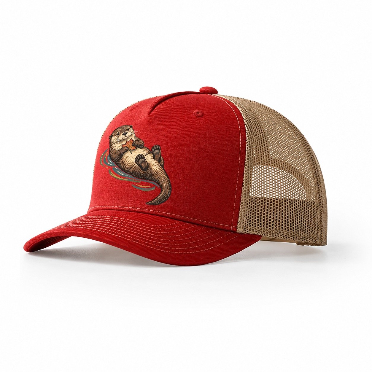 Otter Floating Leaf Gentle Wild Trucker Hat – Red Khaki