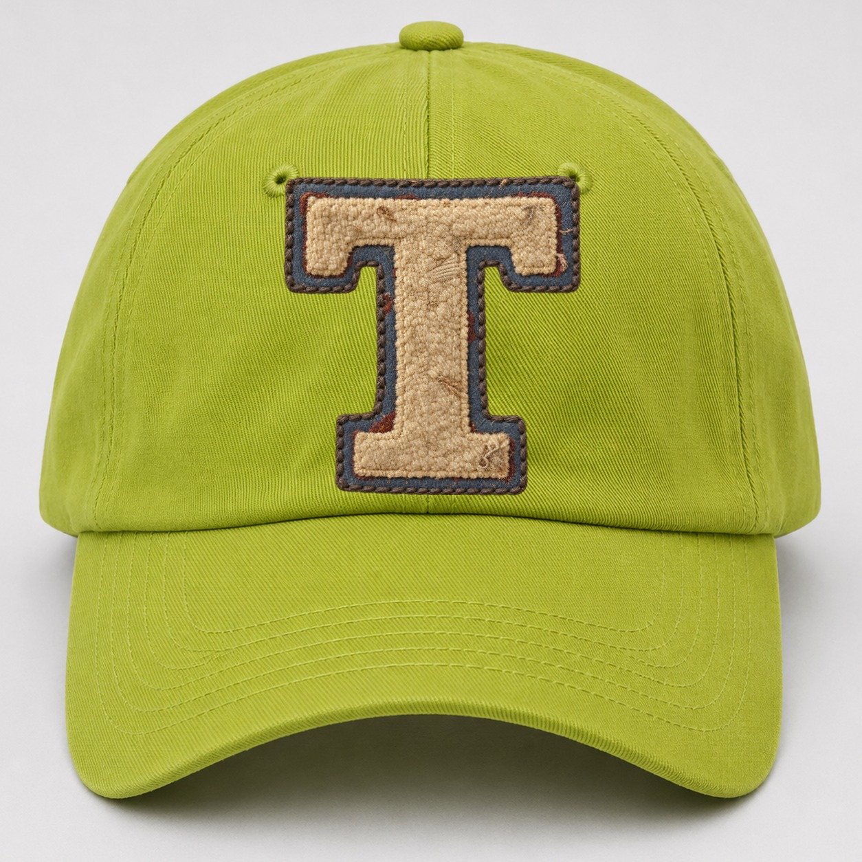 Varsity Chenille T Monogram Baseball Cap – Fluorescent Green