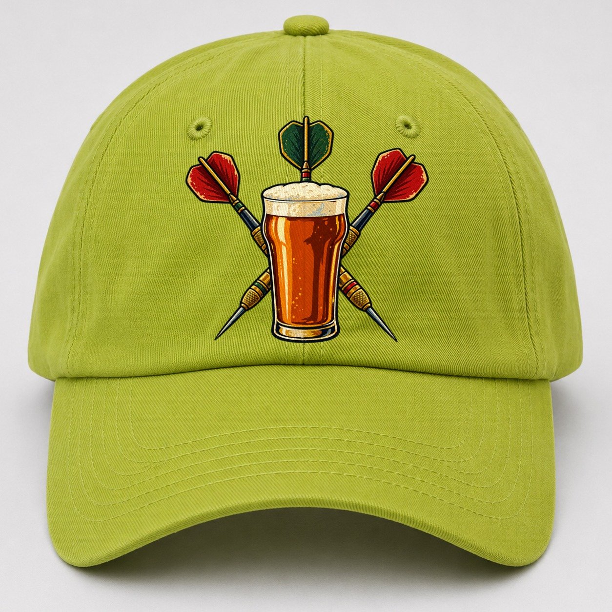 Pub Darts And Unbranded Pint Uk Culture Heritage Baseball Cap – Fluorescent Green