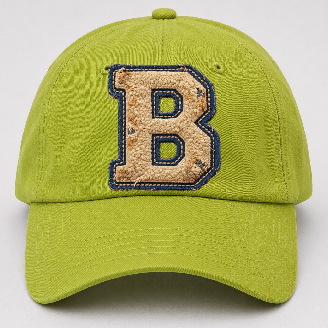 Varsity Chenille B Monogram Baseball Cap – Fluorescent Green