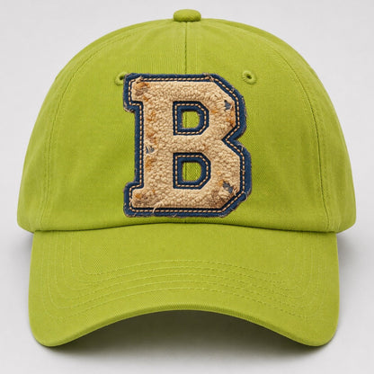Varsity Chenille B Monogram Baseball Cap – Fluorescent Green