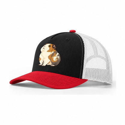 Guinea Pig Chin Lift Small Pet Logos Trucker Hat – Black Red White