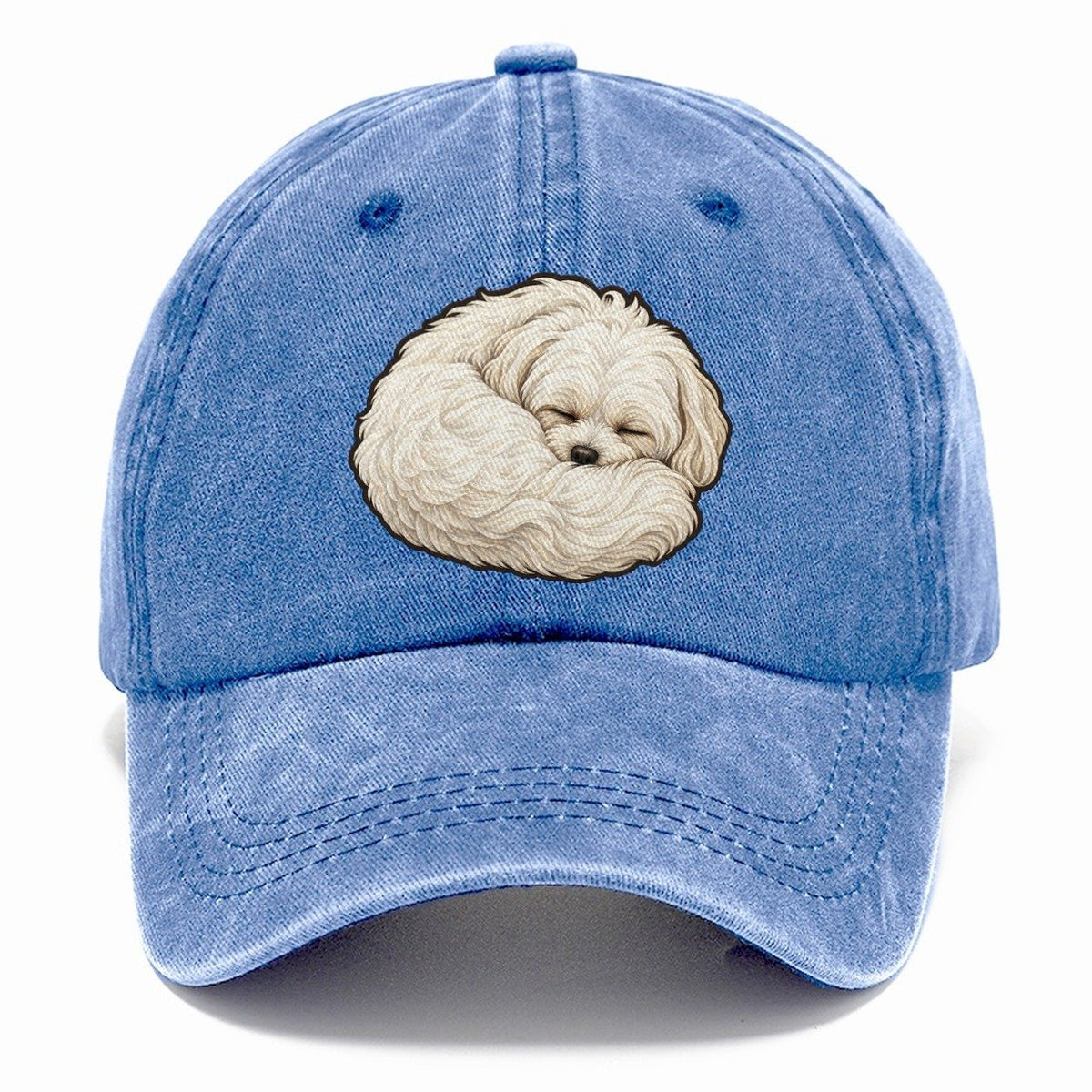 Maltese Curled Asleep Fan Favorites Classic Cap – Summer Sky