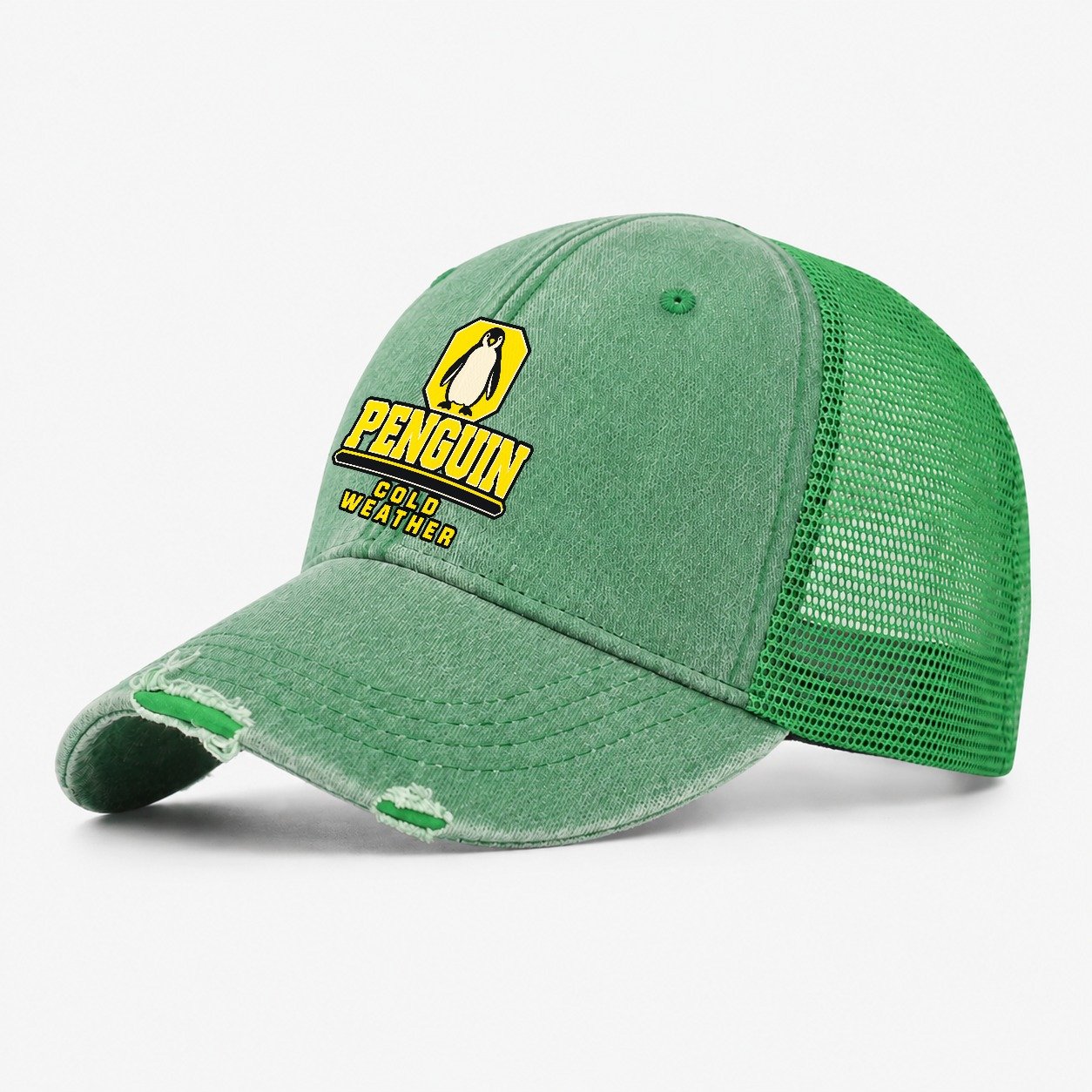 Penguin Cold Weather Heavy Duty Washed Trucker Hat – Ink Green