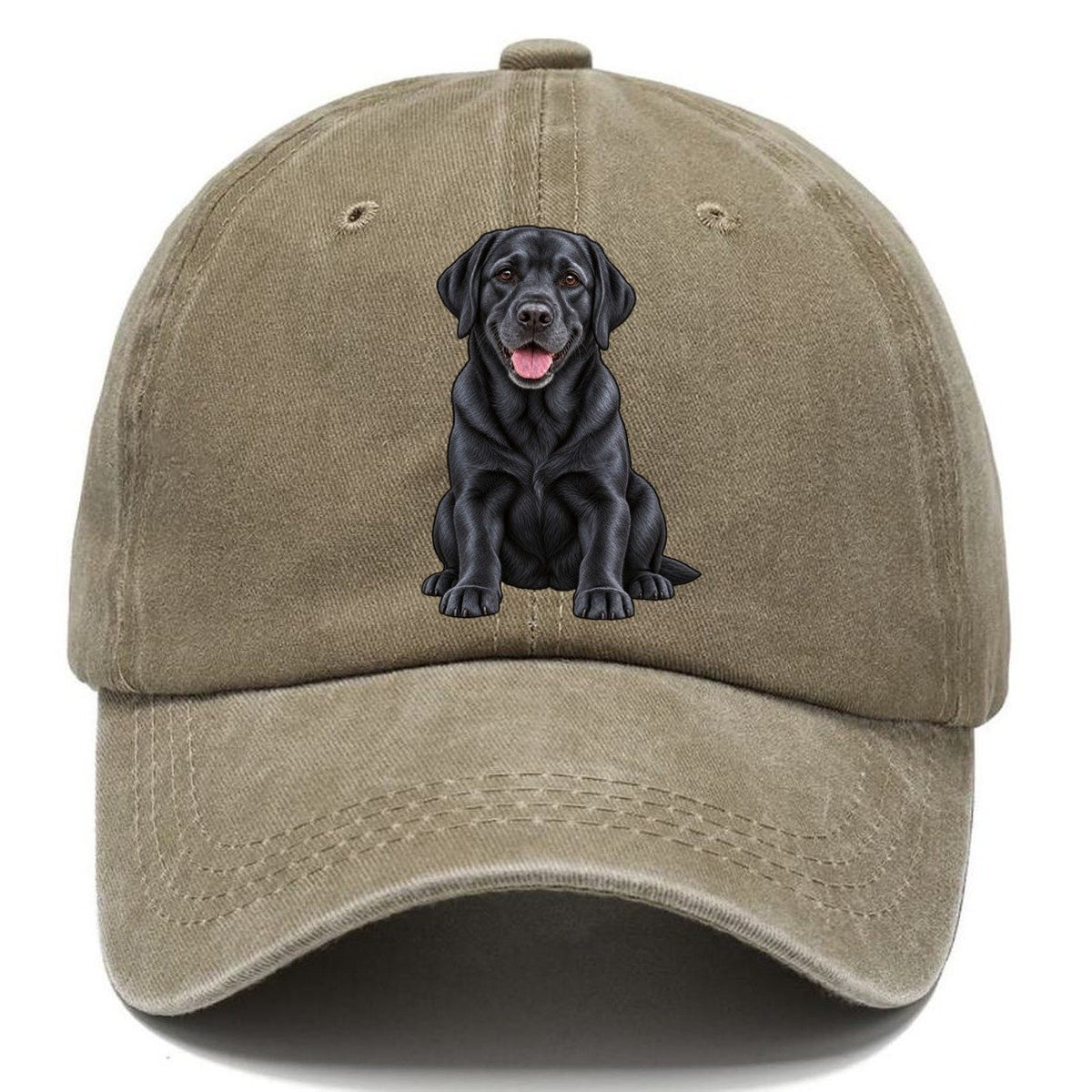 Black Labrador Sitting Classic Cap – Warm Sand