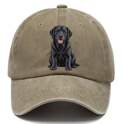 Black Labrador Sitting Classic Cap – Warm Sand
