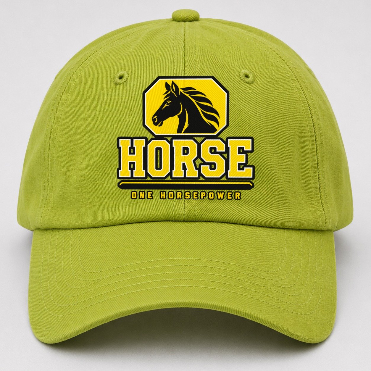 Horse One Horsepower Heavy Duty Baseball Cap – Fluorescent Green