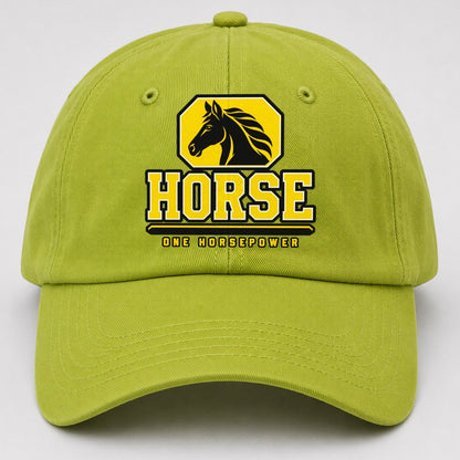 Horse One Horsepower Heavy Duty Baseball Cap – Fluorescent Green