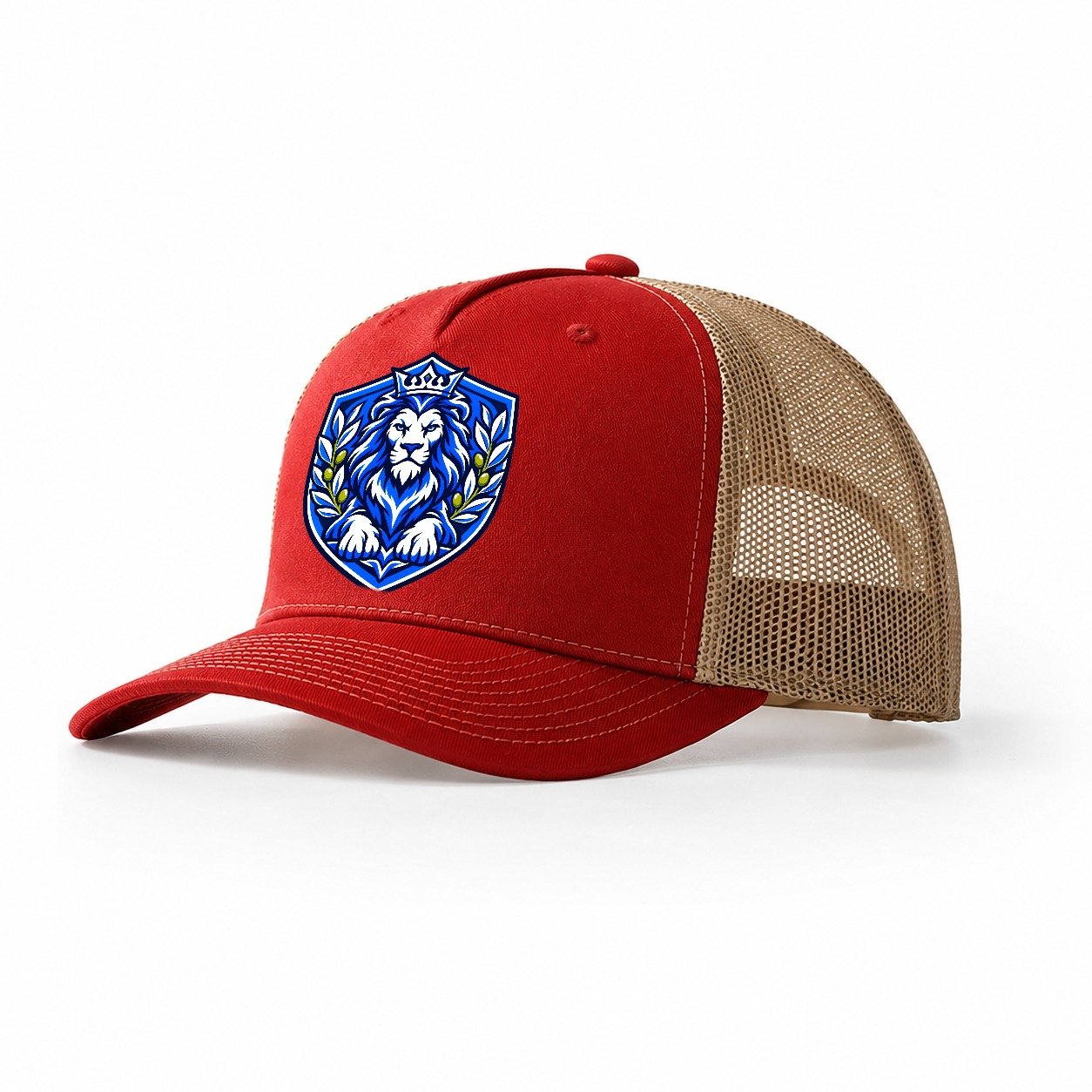 Israel Minimal Emblem Country Logos Trucker Hat – Red Khaki