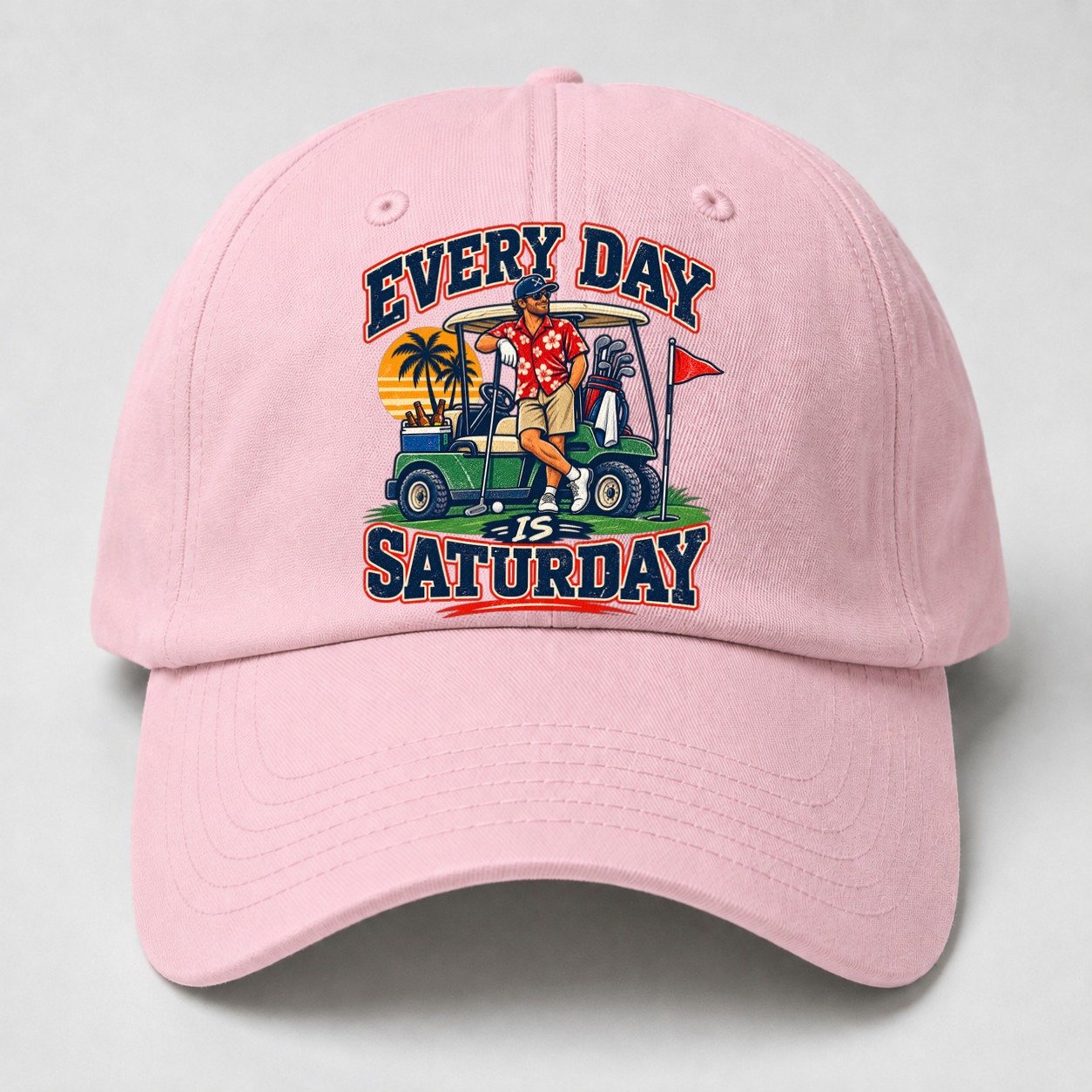 Every Day Is Saturday Golf Life Baseball Cap – Pink
