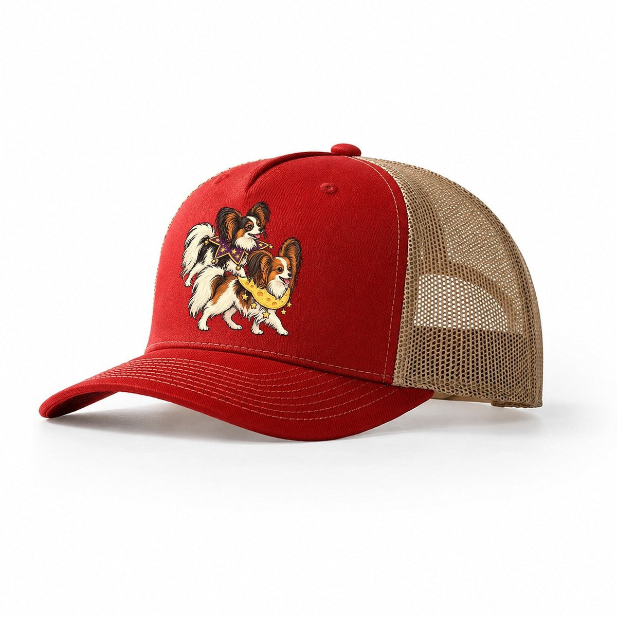 2 Papillons In Halloween Costumes Hdp 26 Parade Lineup Halloween Dog Parade Trucker Hat – Red Khaki
