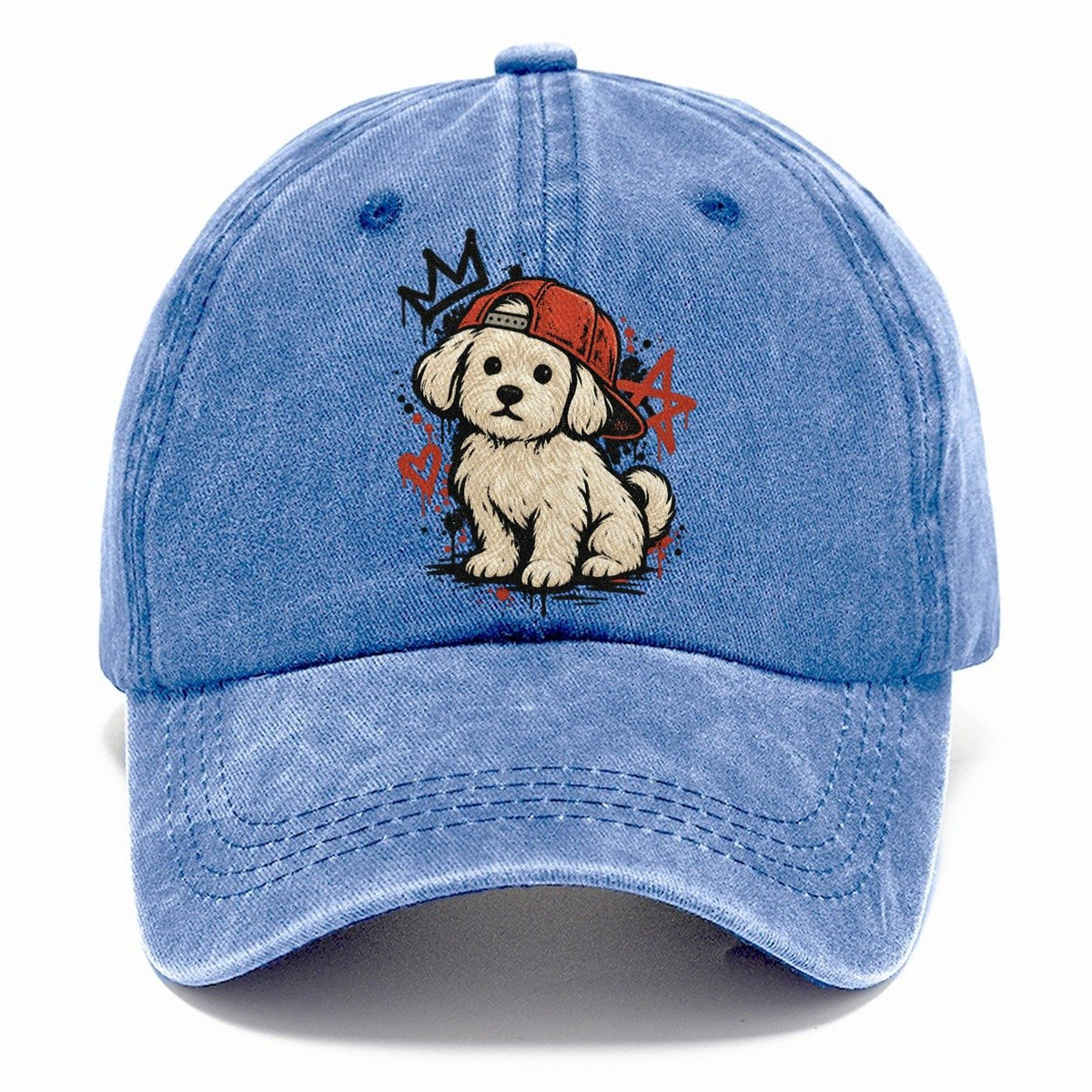 Graffiti Puppy Red Classic Cap – Summer Sky