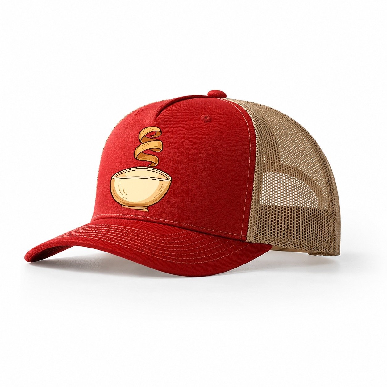 Lathe Bowl Silhouette Woodworking Trucker Hat – Red Khaki