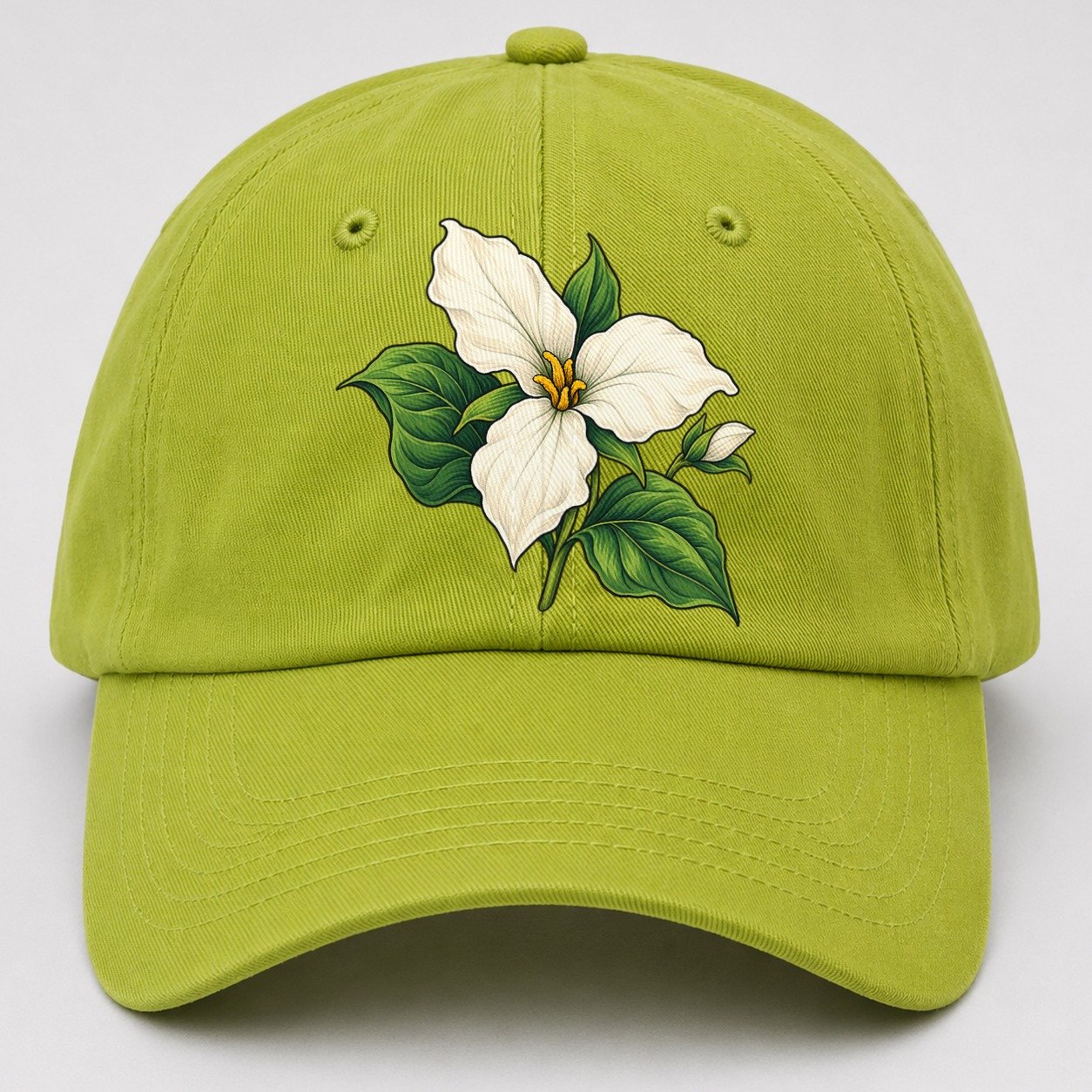 Ontario White Trillium Bloom Canada Cultural Icons Baseball Cap – Fluorescent Green