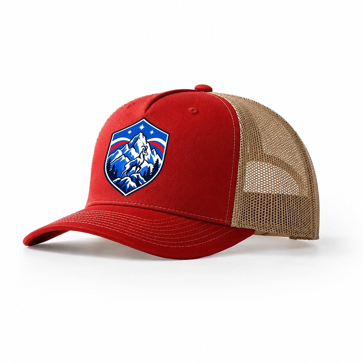 Slovenia Minimal Emblem Country Logos Trucker Hat – Red Khaki