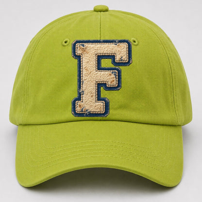 Varsity Chenille F Monogram Baseball Cap – Fluorescent Green