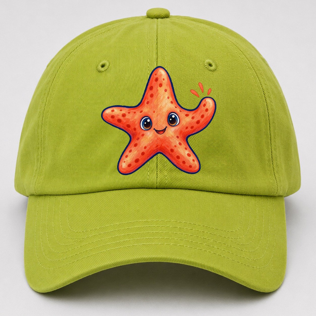 Starfish Front Cheer Sea Sprite Baseball Cap – Fluorescent Green