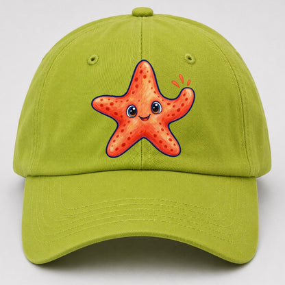 Starfish Front Cheer Sea Sprite Baseball Cap – Fluorescent Green