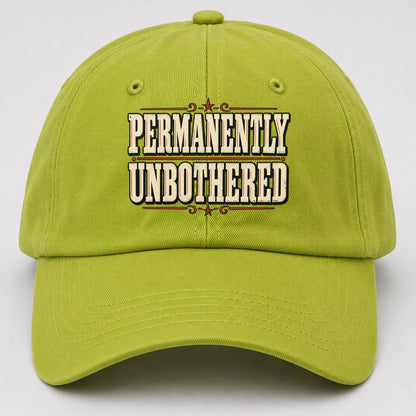 Permanently Unbothered American Wit Baseball Cap – Fluorescent Green