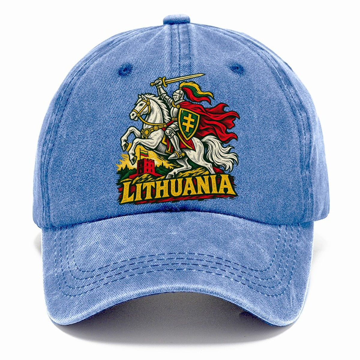 Lithuania Woodcut Badge Classic Cap – Summer Sky