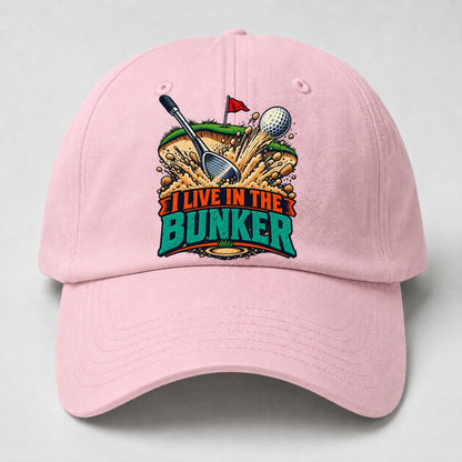 I Live In The Bunker Golf Life Baseball Cap – Pink