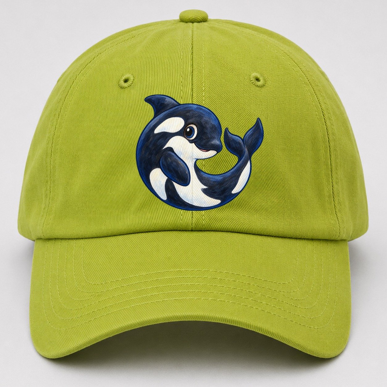 Orca Moon Curl Sea Sprite Baseball Cap – Fluorescent Green