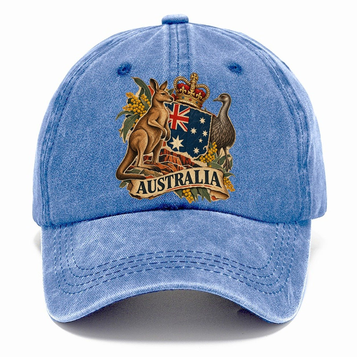 Australia Kangaroo and Emu Crest Classic Cap – Summer Sky