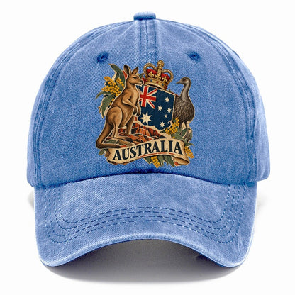 Australia Kangaroo and Emu Crest Classic Cap – Summer Sky