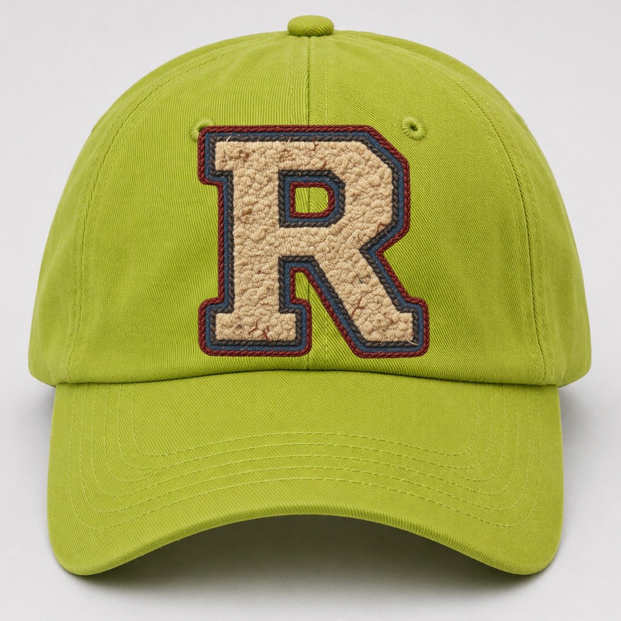 Varsity Chenille R Monogram Baseball Cap – Fluorescent Green