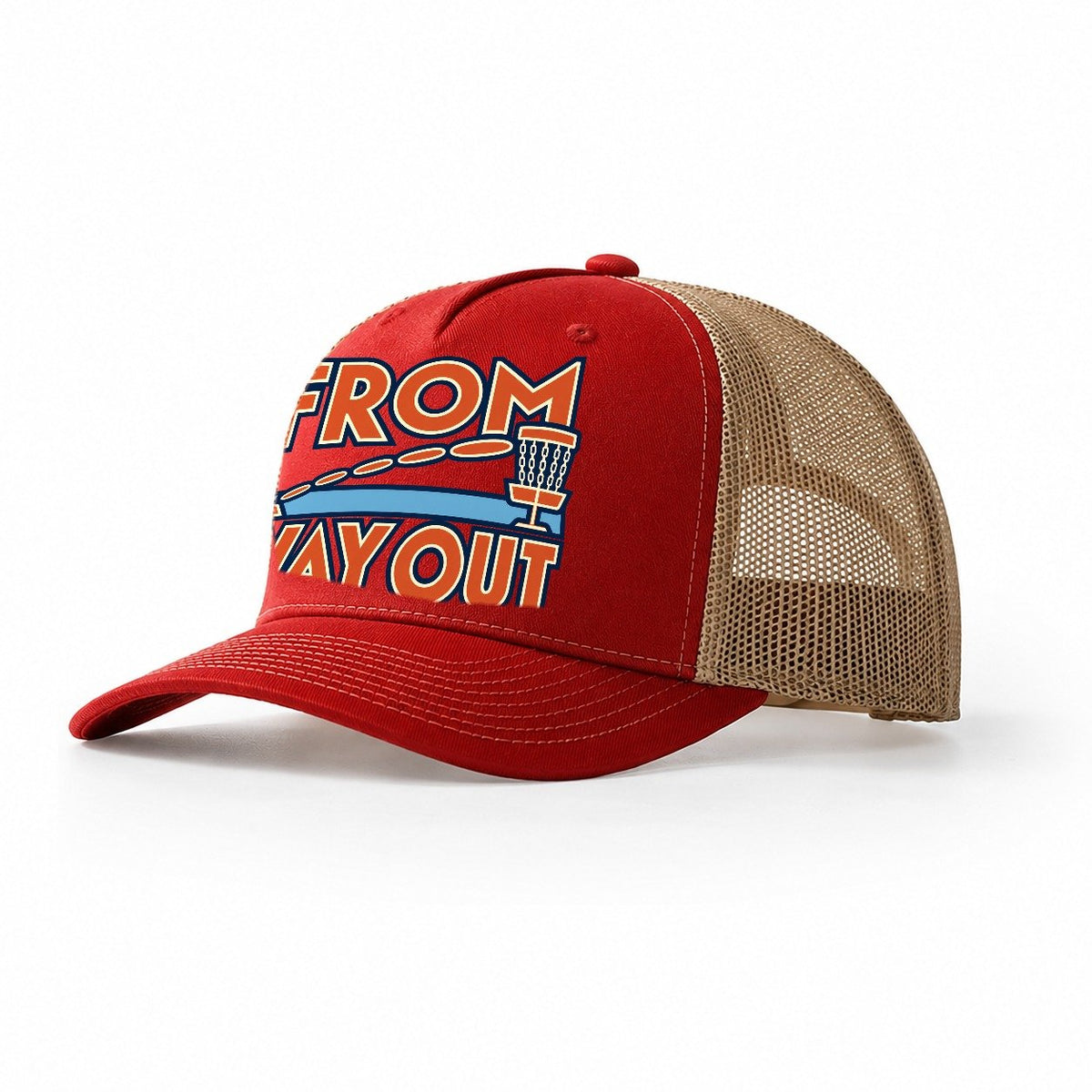 From Way Out Disc Golf Trucker Hat – Red Khaki