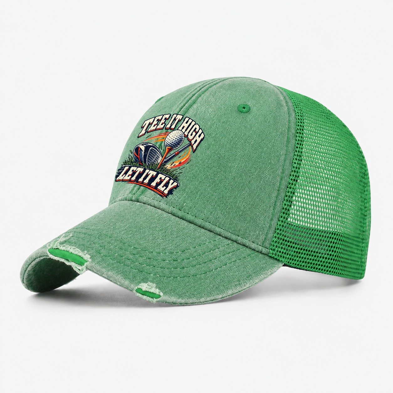 Tee It High Let It Fly Golf Life Washed Trucker Hat – Ink Green