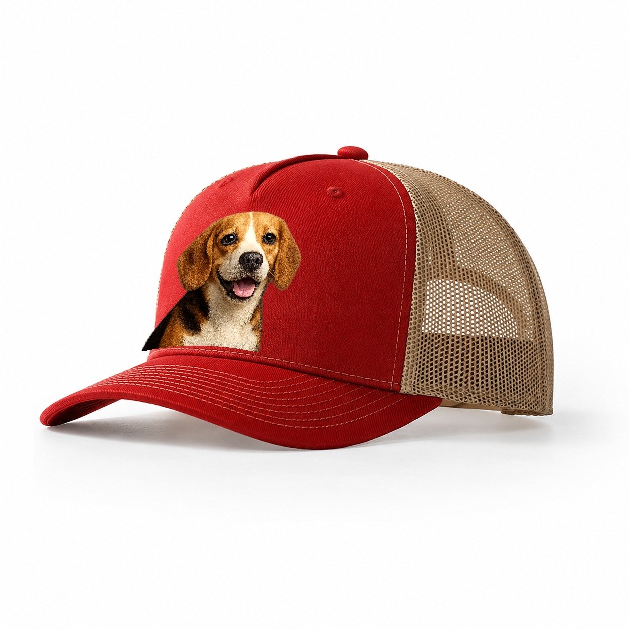 Beagle Portrait Trucker Hat – Red Khaki