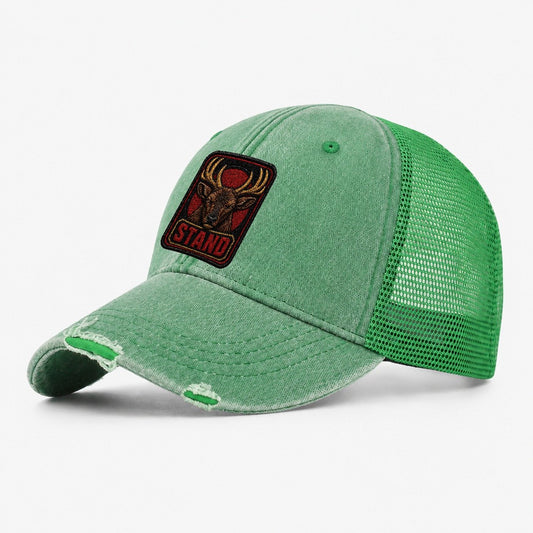 Elk Stand Badge Washed Trucker Hat – Ink Green