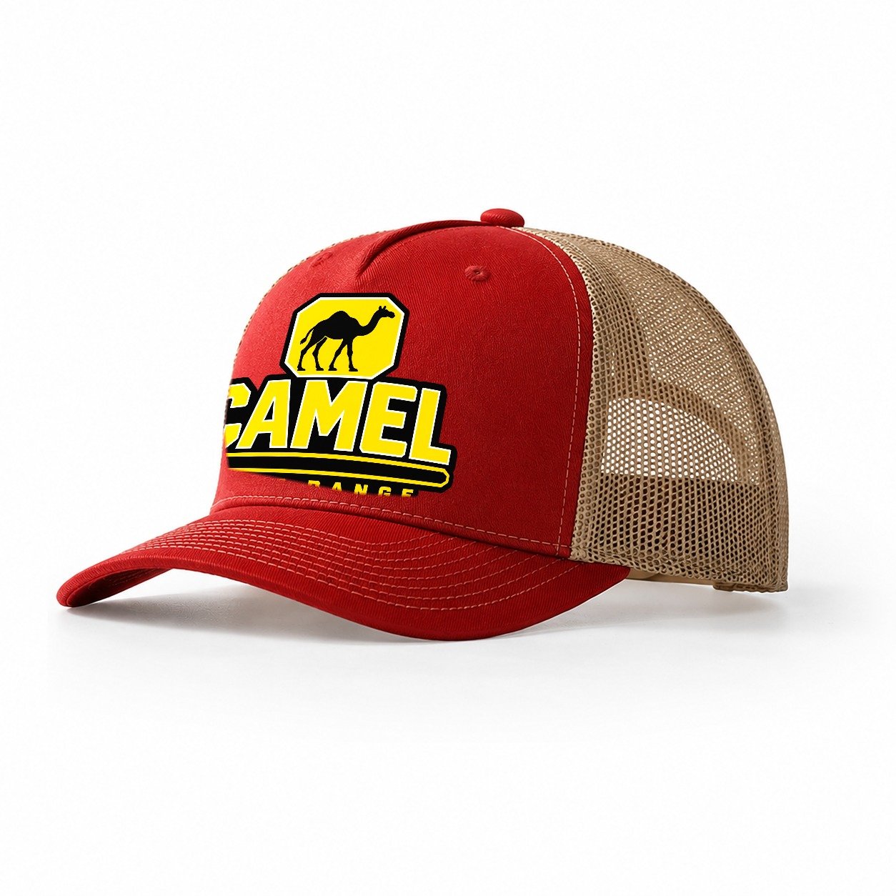 Camel Long Range Heavy Duty Trucker Hat – Red Khaki