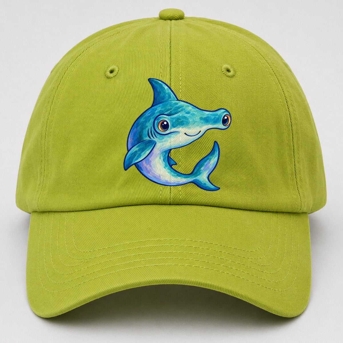 Hammerhead Shark Crescent Turn Sea Sprite Baseball Cap – Fluorescent Green