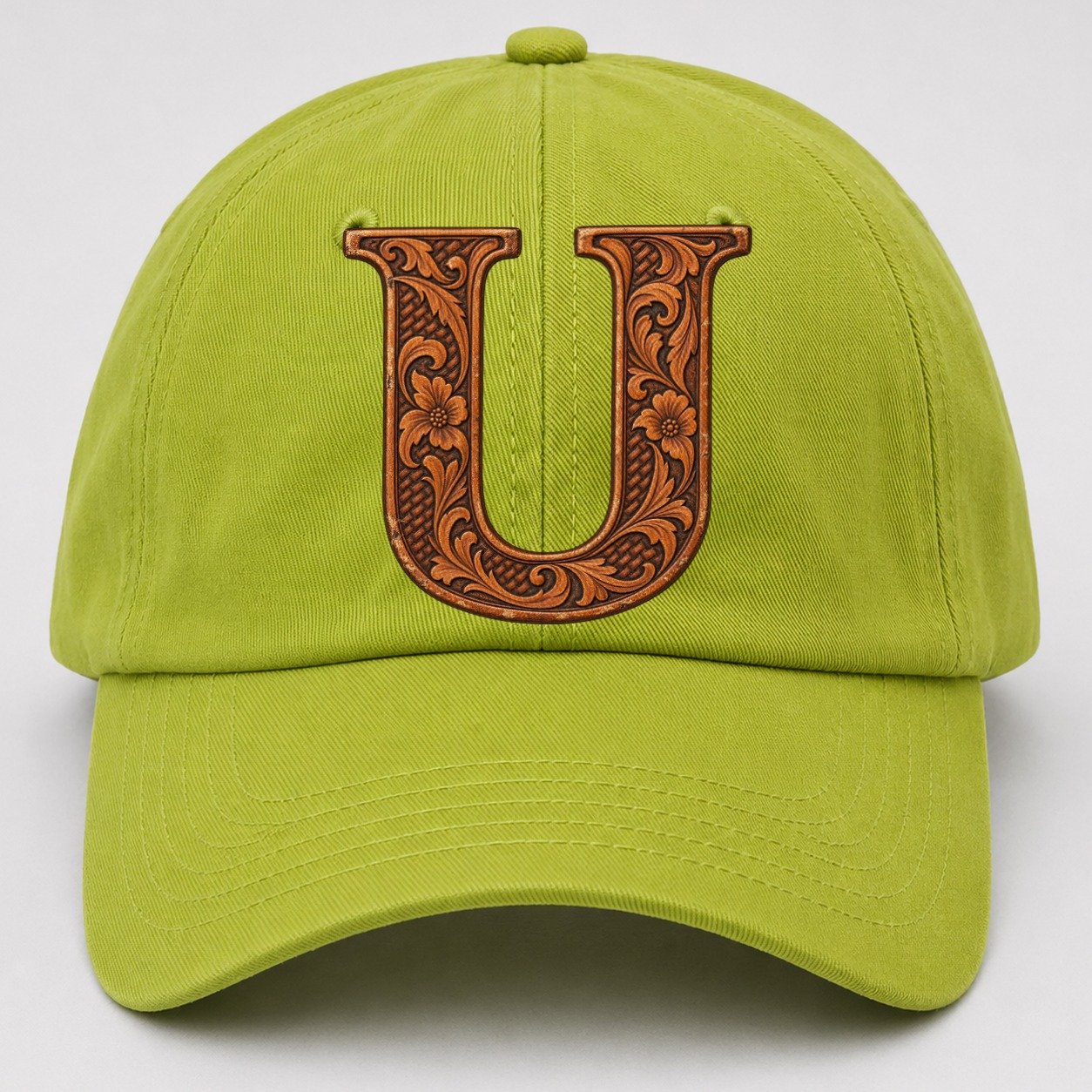 Tooled Leather U Monogram Baseball Cap – Fluorescent Green