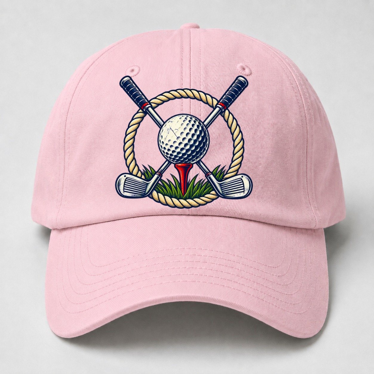 Crossed Clubs Crest Golf Life Baseball Cap – Pink