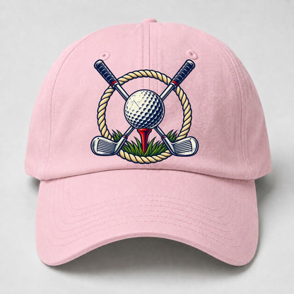 Crossed Clubs Crest Golf Life Baseball Cap – Pink