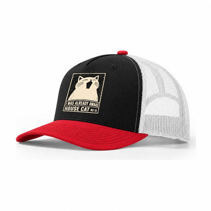 I Was Already Awake Neko Says No Trucker Hat – Black Red White