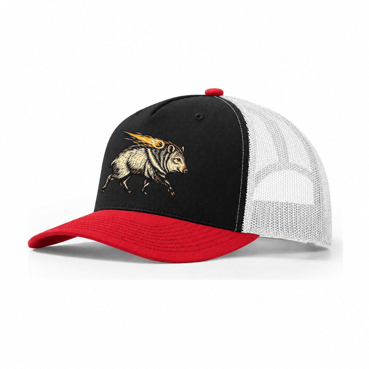 Javelina Meteor Bristle Sundown Familiars Trucker Hat – Black Red White